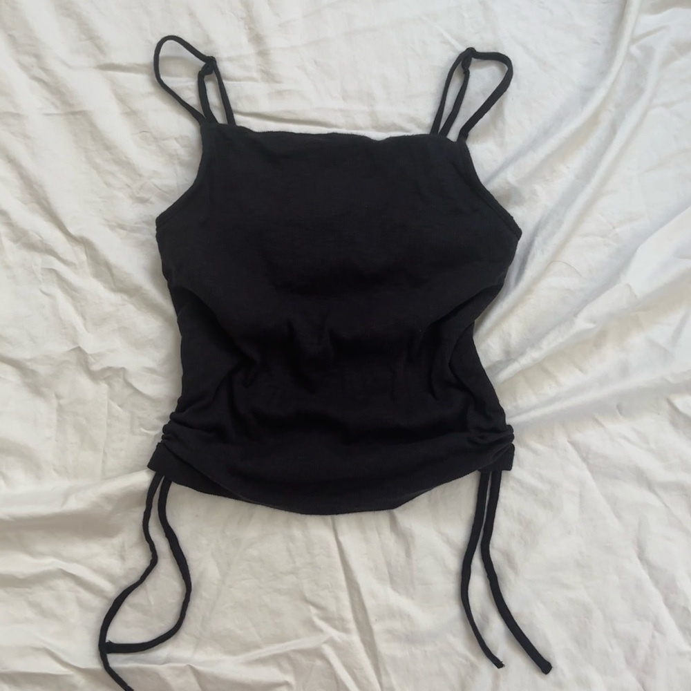 aerie black ruched cami